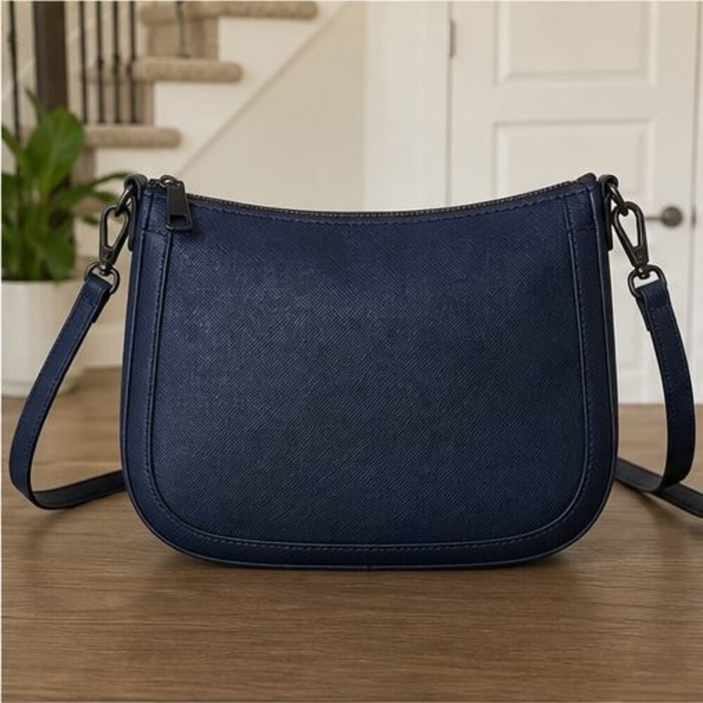 Navy Saffiano Crossbody Bag